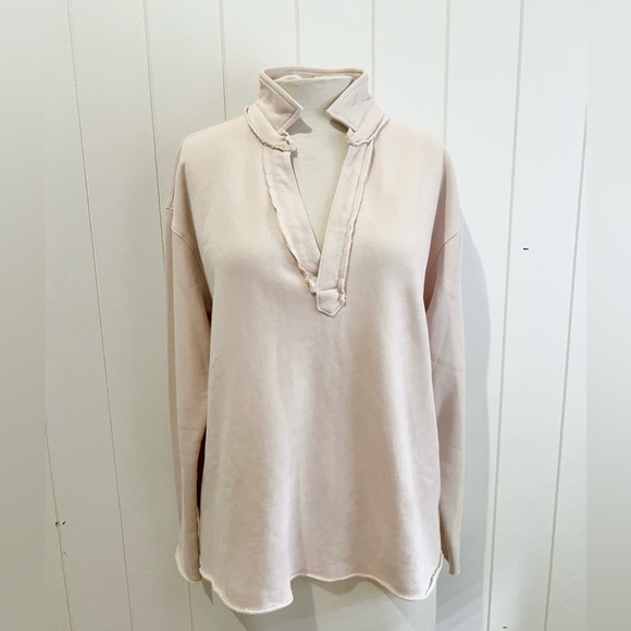 Frank & Eileen NWOT Sweatshirt V-Neck Long Sleeves Size L Pink - Picture 2 of 13
